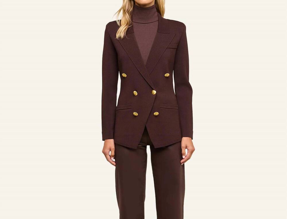 NEW L'AGENCE women's the amelia knit blazer in dark java